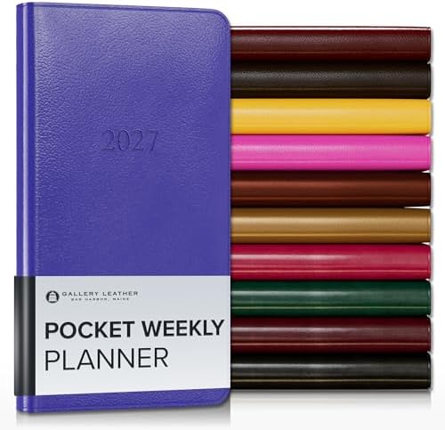 Gallery Leather Pocket Weekly Planner 2026-2027 Caribbean Hibiscus by GalleryLeather