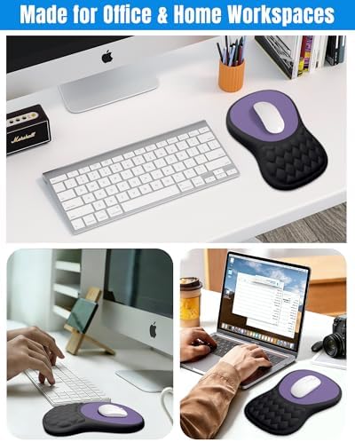 Ergonomic Mouse Pad with Sloped Memory Foam Wrist Rest, Black&Purple - Image 6
