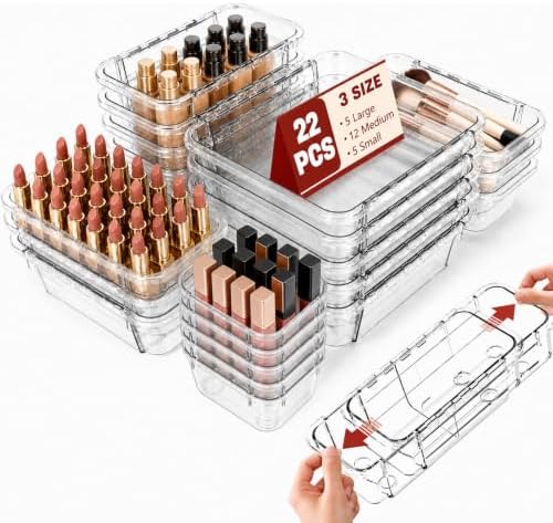 Expandable Drawer Organizer:22 Packs 3-Size Adjustable Makeup Organizer by Unknown
