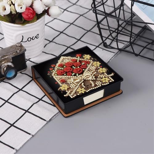 4Pcs Animals Flowers PU DIY Diamond Art Painting Sticky Notes Holder (640 Blank Notepads) Cube Note Box Mosaic Craft Set for Office Accessories Desk Office Workplace - Image 4
