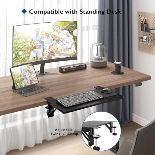BONTEC Small Ergonomics Desk Extender Tray, 20 x 9.5 Inch, Black Carbon - Image 6