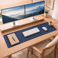 Leather Desk Mat 55" x 17", Navy Blue Large Desk Pad Protector by cebowa