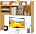 GOFLAME 6 Shelves Desktop Bookshelf, 37” Desk Hutch Dorm for Computer Monitor Up to 32”, 3-Tier Countertop Display Rack, Wood Desk Storage Organizer Shelf for Home Office, Study, Burlywood by GOFLAME