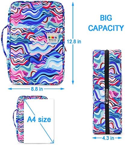 YOUSHARES Big Capacity Colored Pencil Case - 300 Slots large Pen Case Organizer with Multilayer Holder for Prismacolor Colored Pencils & Gel Pen (Wavy Blue) - Image 6