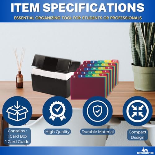 1InTheOffice Index Card Box & Holder 5x8, 400 Capacity & Guide Set A-Z, 1/5 Tab - Image 7