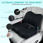 FLORICH Car Seat Cushion and Back Support for Office Chair Memory Foam Chair Cushions Pressure Relief Seat Pads with Gel Massage Point Lumbar Support Relief Sciatica & Tailbone (Black) - Image 2
