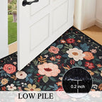 DUKINO 2.6x14 Washable Runner Rug, Floral Non Slip Long Runner Rug, Black - Image 7