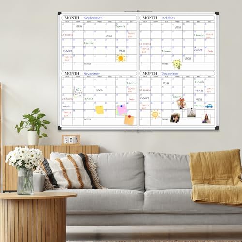 XBoard Magnetic Calendar Whiteboard 48x36 Inches 4 Month - Image 2