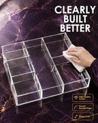 Clear Acrylic Desk Drawer Organizer, 6 Section, 12 x 12 Inch - Image 7