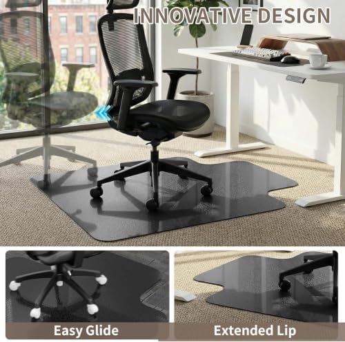 Office Chair Mat for Low Pile Carpet, 36"x48" Smooth Glide with Lip - Image 4
