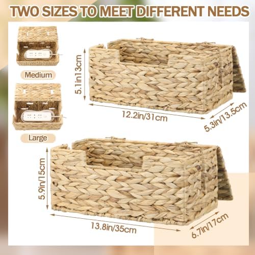 2pcs Cable Management Box, Handwoven Natural Water Hyacinth Cord - Image 2