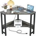 Armocity Corner Desk Small Desk with Outlets Corner Table for Small Space, Computer Desk with USB Ports Triangle Desk with Storage for Home Office, Workstation, Living Room, Bedroom, Oak by Armocity