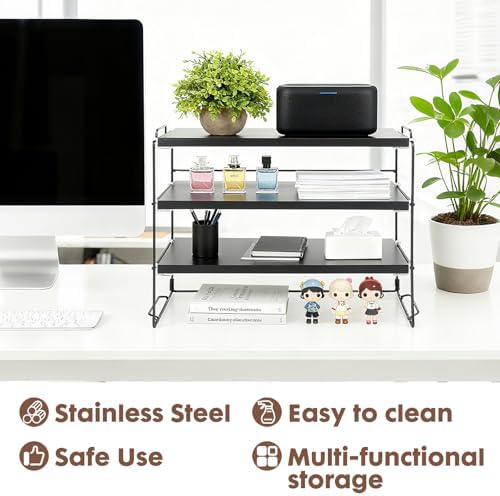 ShellKingdom Desk Shelf Organizer, 3 Tier Desktop Shelves, Adjustable Bookshelf Storage Rack and Office Cubicle Decor for Tabletop, School, Office, Dorm Organization (Black) - Image 4