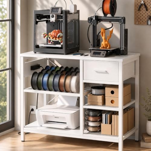 Homieasy 3D Printer Stand with Filament Storage, 39.4" x 23", White - Image 3