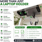VI+AL Under Desk Laptop Mount - Hidden Metal Shelf with Side Storage, Hook & Cable Organizer - Installs with Tape & Screws - Fits Devices up to 1.7" Thick - Deluxe - Image 3