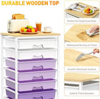 SUNALLY Rolling Cart with 8 Drawers, Craft Art Storage Drawer Cart, Purple - Image 4