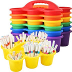 Haundry 6 Pack Classroom Caddy Storage Basket with Handle, Plastic Drink Cup Caddy Holder, 6 Compartments for Kids, Table, Office, Arts, Crafts, Crayon, Marker, Pencil, School Supplies by Haundry