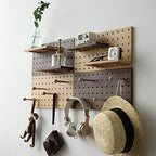 Wooden Pegboard Modular Display Organization Storage Wall Hooks Shelf(Color：Walnut) - Image 5