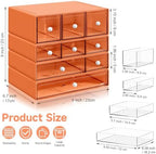 Desk Organizer with 9 Drawers, 4 Tiers Stackable Storage Drawers, Desktop Storage Box with Clear Drawers for Stationery, Makeup, Jewelry, Office and Craft Supplies (Orange) - Image 3