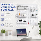 Colville White Pegboard Wall Organizer Kit, 4 Pcs 12 x 12 in ABS Plastic - Image 2