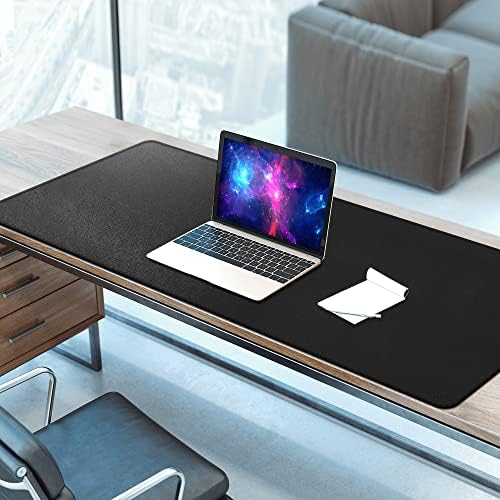 Vyaaa 63" x 24" PU Leather Desk Mat, Black Large Mouse Pad - Image 3