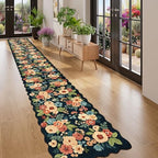 DUKINO 2x14 Hallway Runner Rug, Floral Washable Kitchen Rug, Navy Blue - Image 5