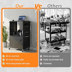 Mobile AV Cart, Heavy Duty Rolling Computer Cart with Push Handle & Hooks – Locking Cabinet, Pegboard, 4 Outlets, Lock Brake Casters – Media Utility Cart on Wheels for Office/Classroom - Image 6