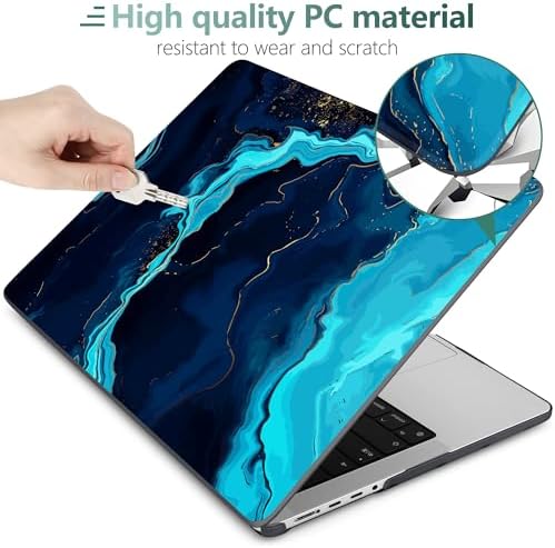 DONGKE Compatible with MacBook Pro 16 Inch Case (2026-2021 Release, M5 M4 M3 M2 M1 Pro/Max Chip), Plastic Hard Shell Cover with Keyboard Cover & Screen Protector for MacBook Pro 16", Blue Marble - Image 5