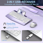 Rechargeable Silent Wireless Keyboard and Mouse Combo, Ergonomic Wrist Rest & Phone Tablet Holder, USB-C Adapter Included, 2.4G Lag-Free Cordless Set for Windows Mac Laptop PC Home Office (Purple) - Image 4