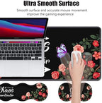 4 in 1 Ergonomic Memory Foam Mouse Pad Wrist Rest Set, Large Gaming Desk Pad + Keyboard Wrist Rest + Mouse Wrist Cushion + Coaster for Home Office Study Gaming, Colored Floral Quote Chaos Coordinator - Image 3