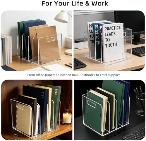 5mm Acrylic Magazine File Holder, 4 Compartment Desk Organizer - Image 6