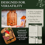 Wooden Cookbook Stand for Kitchen Counter - Reversible Recipe Book Holder with Cooking Measurement Conversion Card - Gift-Ready Adjustable Tablet Cookbook Holder Stand - 11"x8.2" - Image 3