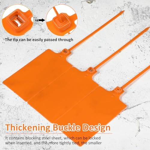 Youyole Plastic Seal Tags Self-Lock 250mm,Orange,2.28 X 3.94 Inches - Image 2
