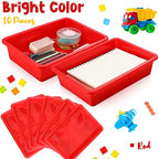 Hoteam 10 Pack Flat Bins Paper Trays,Red,13.78 X 9.84 X 3.15 Inch - Image 4