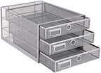 Annova Desk Organizer Wire Mesh 3 Tier Sliding Drawers Paper Sorter/Multifunctional/Premium Solid Construction for Letters, Documents, Mail, Files, Paper, Kids' Art Supplies (Silver) - Image 4