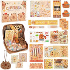 Capybara Pencil Case with Gift Box - 17 Kinds 34PCS Capybara Stationery Gift,Cute Back To School Supplies,Capybara Stuff Cartoon Student Pen Bag Organizer,Animal Themed Gift for Student Girls Boys by Lebaley
