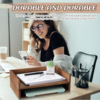 Yeaqee 4 Pcs Stackable Organizer Tray Wood Desk Organizer, Dark Wood Color - Image 6