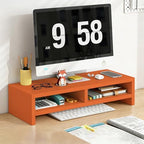 Solid Wood Monitor Stand Riser & Laptop Stand Desk Organizer - Office Accessories for PC Workspace, Computer Organization, Countertop Hutch Orange 19.7x7.9x5.2in with divider by Unknown
