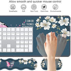 Ergonomic Keyboard Wrist Rest & Mouse Pad Wrist Rest Set, Large XXL Gaming Desk Mat 31.5"x 11.8" with Non-Slip Base for Home Office Study Gaming, Floral Butterfly Quote Bible Verse Philippians 4:13 - Image 3