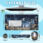Midnight Castle Desk Mat Set Fantasy Sky Large Mouse Pad with Wrist Rest 4in1 Desk Mat for Desktop Ergonomic Computer Desk Arm Wrist Anti-Slip Computer Ergonomic Mouse Pad Home Office Gaming - Image 2