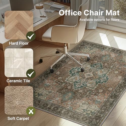 36"x60" Office Chair Mat for Hardwood Floor, Non-Slip Washable Rosewood - Image 3