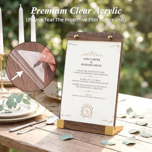 PPH-Sisy 4 Pack Acrylic Sign Holders 8.5 x 11 with Wood Base, Tabletop Display Sign Stand for Menu Flyer Poster, Clear Acrylic Paper Frame for Restaurant Coffee Shop Hotel Office Exhibition - Image 6