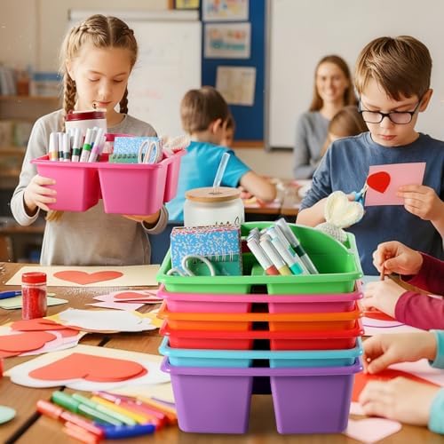 6 Pack Plastic Classroom Organizer Caddy with Handle, Classic - Image 5