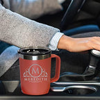 The Wedding Party Store Custom Personalized 20 oz Stainless Steel Powder Coated Vacuum Insulated Double Walled Travel Tumbler Coffee Mug with Handle and Lid (Coral) - Image 5