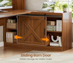 SEDETA 55” Farmhouse L Shaped Desk with 4 Drawers, Hutch, Corner Computer Desk with Storage Drawers, L Shaped Gaming Desk with LED Light and Power Outlet for Home Office, Brown - Image 5
