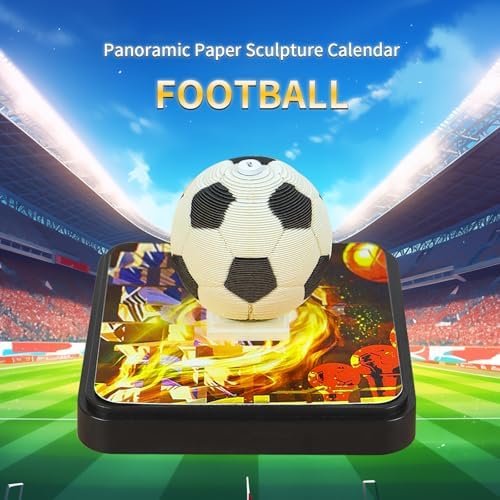 3D Calendar 2027,Creative Time Piece Calendar 2027 Desk Calendar,Soccer Ball Paper Carving Art Tear Away Calendar 3D Memo Pad DIY Christmas Gift - Image 2
