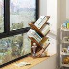 SHEEPAM Small Tree Book Shelf,5 Tier Bookshelf, Wood Desktop Bookcase - Image 5