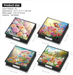 POETRYDRAW 4 Pcs Diamond Art Painting Kit Note Box, Diamond Art Notecard Box Sticky Note Holder for Adults Memo Pad Holder, Contains 160 Sheets of Paper (Flower) - Image 3