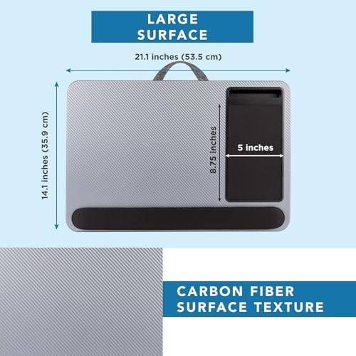 LAPGEAR Home Office Pro Lap Desk – Silver Carbon, Fits 15.6” Laptops - Image 5