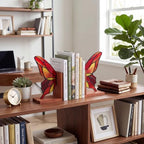 Mifoci Glass Butterfly Bookends Decor Stained Colorful Glass Book Ends - Image 6